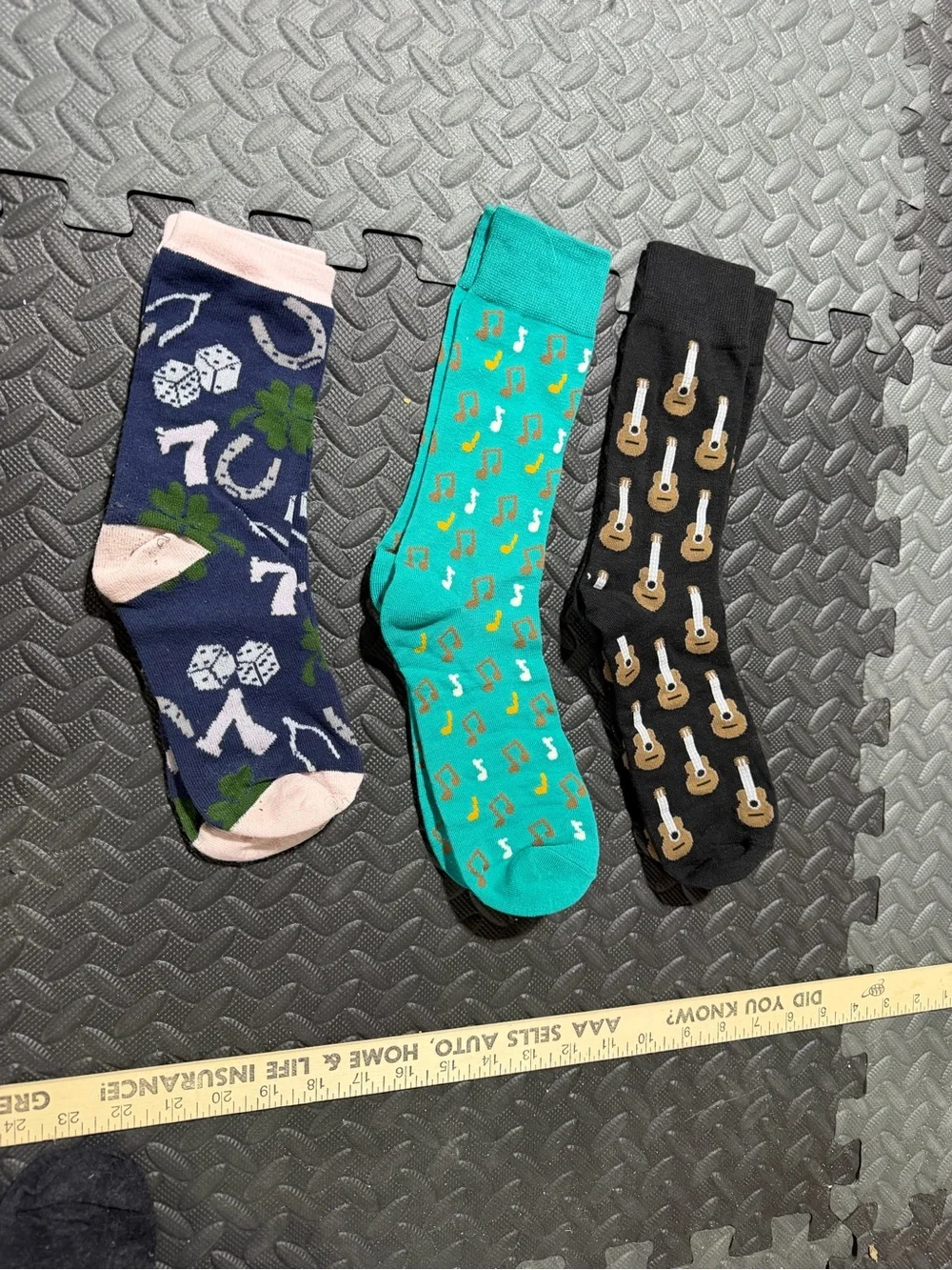 3 Pairs Men's Music Guitar Lucky Socks